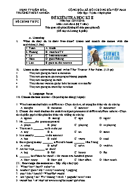 Đề kiểm tra học kỳ II môn Tiếng Anh Lớp 6 - Năm học 2015-2016 - Trường THCS Tam Hòa